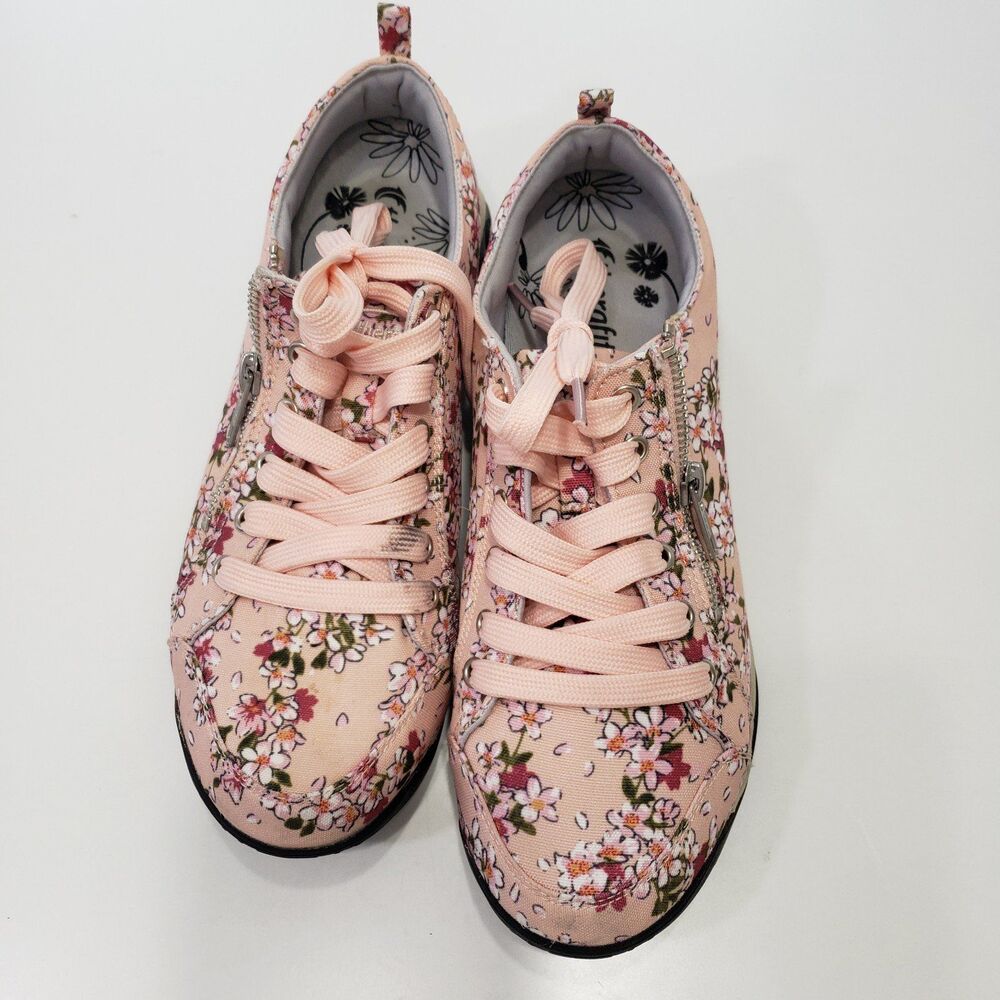 Therafit Floral Athletic Shoes Size 8 Women Pink Zip Cute Comfort - Picture 9 of 9